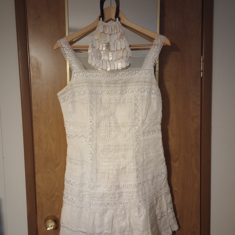 Flapper Style Lace Dress and Shell and Bone Silk Purse.  Size M